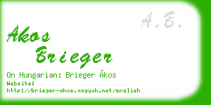akos brieger business card